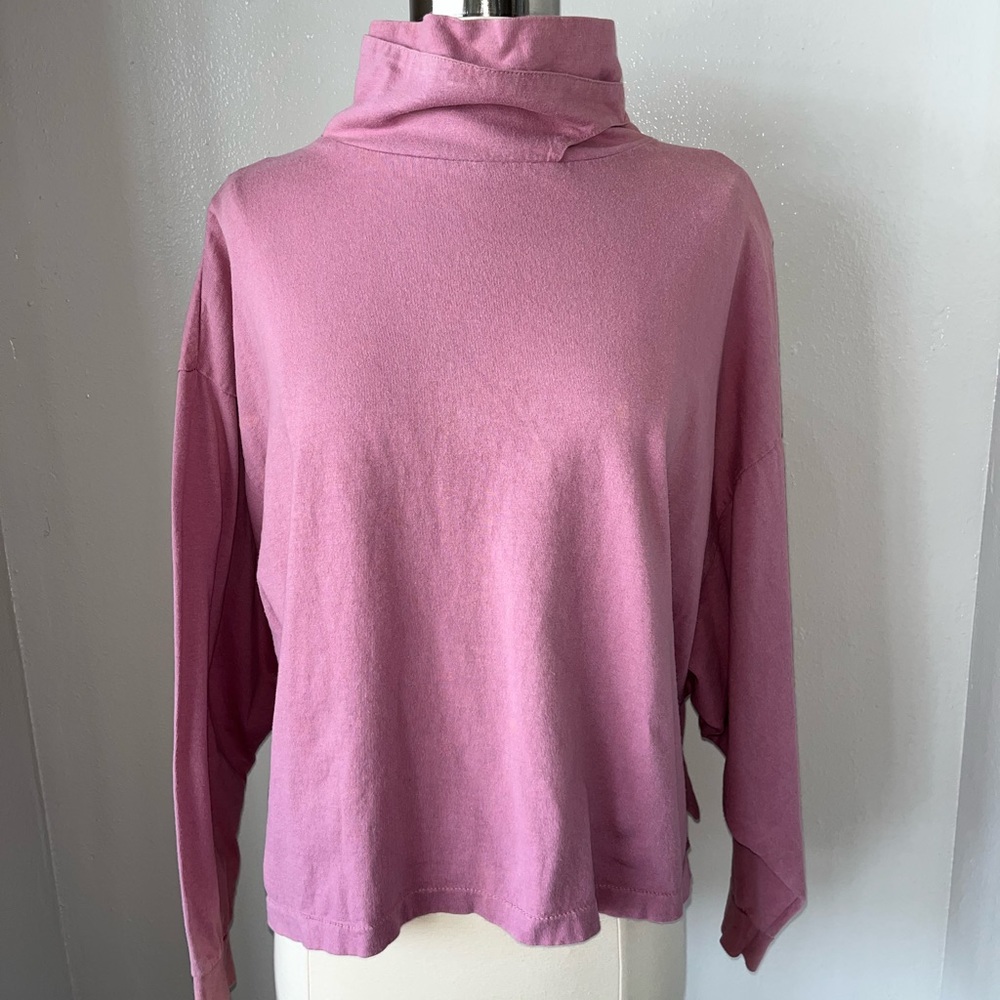 Vintage Pink Mock Neck Longsleeve Knit Shirt